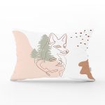 - Rh-Dik-7566-Gorsel1 - Realhomes Beyaz Zemin Üzerinde Onedraw Çizimli Bayan Silüeti Modern Dikdörtgen Yastık Kırlent Kılıfı Realhomes