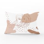 Beyaz Zemin Üzerinde Onedraw Çizimli Bayan Silüeti Modern Dikdörtgen Yastık Kırlent Kılıfı Realhomes