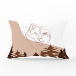 - Rh-Dik-7571-Gorsel1 - Realhomes Pastel Zeminli Onedraw Çizimli Bayan Silüeti Dijital Baskılı Modern Dikdörtgen Kırlent Kılıfı Realhomes