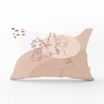 Pastel Zeminli Onedraw Çizimli Bayan Silüeti Dijital Baskılı Modern Dikdörtgen Kırlent Kılıfı Realhomes