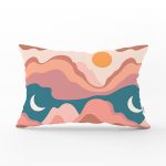 Pastel Renkli Zeminli Ay Güneş Temalı Dijital Baskılı Modern Dikdörtgen Yastık Kırlent Kılıfı Realhomes