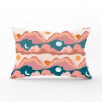 Renkli Zemin Üzerinde Ay Güneş Temalı Dijital Baskılı Modern Dikdörtgen Yastık Kırlent Kılıfı Realhomes