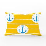 Sarı Zemin Üzerinde Çapa Çizimli Dijital Baskılı Modern Dikdörtgen Yastık Kırlent Kılıfı Realhomes