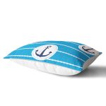 Mavi Zemin Üzerinde Çapa Desenli Dijital Baskılı Modern Dikdörtgen Yastık Kırlent Kılıfı Realhomes