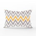 Beyaz Zemin Üzerinde Turuncu Gri Renklı Geometrik Desen Dikdörtgen Yastık Kırlent Kılıfı Realhomes