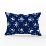 Lacivert Zemin Üzerinde Modern Pusula Desenli Dijital Baskılı Modern Dikdörtgen Yastık Kılıfı Realhomes