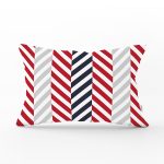 Beyaz Zemin Üzerinde Geometrik Çizimli Zigzag Desenli Dikdörtgen Yastık Kırlent Kılıfı Realhomes