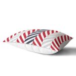 Beyaz Zemin Üzerinde Geometrik Çizimli Zigzag Desenli Dikdörtgen Yastık Kırlent Kılıfı Realhomes