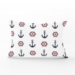 Beyaz Zeminli Renkli Çapa Desenli Dijital Baskılı Modern Dikdörtgen Yastık Kırlent Kılıfı Realhomes