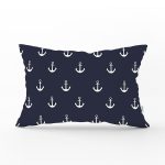 Renkli Zemin Üzerinde Çapa Desenli Dijital Baskılı Modern Dikdörtgen Yastık Kırlent Kılıfı Realhomes