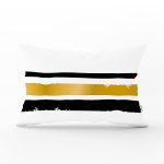 Beyaz Zemin Üzerinde Renkli Çizgili Dijital Baskılı Modern Dikdörtgen Yastık Kırlent Kılıfı Realhomes