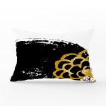 Beyaz Zeminli Gold Detaylı Oval Çizim Dijital Baskılı Modern Dikdörtgen Yastık Kırlent Kılıfı Realhomes