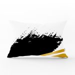 Beyaz Zemin Üzerinde Gold Detaylı Geometrik Çizim Modern Dikdörtgen Yastık Kırlent Kılıfı Realhomes