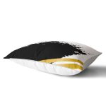 Beyaz Zemin Üzerinde Gold Detaylı Geometrik Çizim Modern Dikdörtgen Yastık Kırlent Kılıfı Realhomes