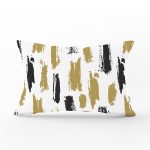 Beyaz Zemin Üzerinde Gold Detayli Geometrik Çizimli Dikdörtgen Yastık Kırlent Kılıfı Realhomes