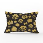 Siyah Zemin Üzerinde Gold Detayli Geometrik Çizimli Dikdörtgen Yastık Kırlent Kılıfı Realhomes