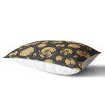 Siyah Zemin Üzerinde Gold Detayli Geometrik Çizimli Dikdörtgen Yastık Kırlent Kılıfı Realhomes