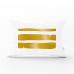 Beyaz Zemin Üzerinde Gold Detaylı Geometrik Çizim Modern Dikdörtgen Yastık Kırlent Kılıfı Realhomes