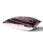 Gri Siyah Zemin Üzerinde Pembe Renkli Geometrik Desen Dikdörtgen Yastık Kırlent Kılıfı Realhomes