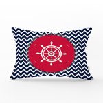 Renkli Zemin Üzerinde Geometrik Zigzag Desenli Çapa Dikdörtgen Yastık Kırlent Kılıfı Realhomes