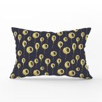 Siyah Zemin Üzerinde Gold Detaylı Balon Çizimli Modern Dikdörtgen Yastık Kırlent Kılıfı Realhomes