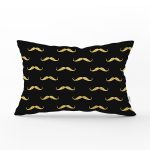 Siyah Zeminli Gold Detaylı Çizim Dijital Baskılı Modern Dikdörtgen Yastık Kırlent Kılıfı Realhomes