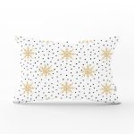 Beyaz Zeminli Gold Detaylı Kartanesi Dijital Baskılı Modern Dikdörtgen Yastık Kırlent Kılıfı Realhomes