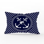 Renkli Zemin Üzerinde Çapa Desenli Dijital Baskılı Modern Dikdörtgen Yastık Kırlent Kılıfı Realhomes