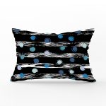 Siyah Zeminli Renkli Puantiyeli Dijital Baskılı Modern Dikdörtgen Yastık Kırlent Kılıfı Realhomes