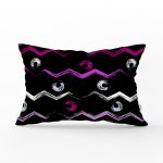 Siyah Zeminli Renkli Zigzag Desenli Dijital Baskılı Modern Dikdörtgen Yastık Kırlent Kılıfı Realhomes