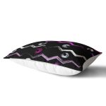 Siyah Zeminli Renkli Zigzag Desenli Dijital Baskılı Modern Dikdörtgen Yastık Kırlent Kılıfı Realhomes