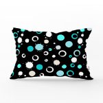 Siyah Zeminli Renkli Puantiyeli Dijital Baskılı Modern Dikdörtgen Yastık Kırlent Kılıfı Realhomes