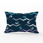 Siyah Zemin Üzerinde Renkli Modern Zigzag Desenli Modern Dikdörtgen Yastık Kırlent Kılıfı Realhomes