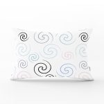 Beyaz Zemin Üzerinde Renkli Desenli Dijital Baskılı Modern Dikdörtgen Yastık Kırlent Kılıfı Realhomes