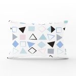 Beyaz Zemin Üzerinde Renkli Geometrik Desenli Dijital Baskılı Modern Dikdörtgen Yastık Kılıfı Realhomes