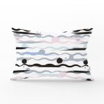 Beyaz Zemin Üzerinde Modern Çizgili Zigzag Desen Modern Dikdörtgen Yastık Kırlent Kılıfı Realhomes