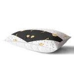 Beyaz Zemin Üzerinde Gold Detaylı Siyah Puantiye Desenli Dikdörtgen Yastık Kırlent Kılıfı Realhomes