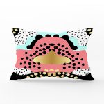 - Rh-Dik-7789-Gorsel1 - Realhomes Renkli Zemin Üzerinde Gold Detaylı Modern Desenli Modern Dikdörtgen Yastık Kırlent Kılıfı Realhomes