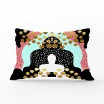 Renkli Zemin Üzerinde Gold Detaylı Modern Desenli Modern Dikdörtgen Yastık Kırlent Kılıfı Realhomes