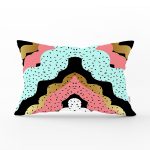 Renkli Zemin Üzerinde Gold Detaylı Modern Desenli Modern Dikdörtgen Yastık Kırlent Kılıfı Realhomes