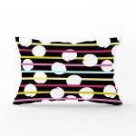 Siyah Zemin Üzerinde Modern Çizgili Beyaz Puantiyeli Dikdörtgen Yastık Kırlent Kılıfı Realhomes