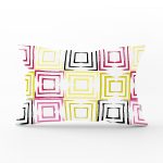 Beyaz Zemin Üzerinde Renkli Geometrik Desenli Dijital Baskılı Modern Dikdörtgen Yastık Kılıfı Realhomes