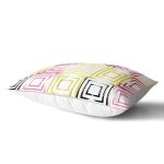 Beyaz Zemin Üzerinde Renkli Geometrik Desenli Dijital Baskılı Modern Dikdörtgen Yastık Kılıfı Realhomes
