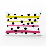 - Rh-Dik-7805-Gorsel1 - Realhomes Beyaz Zemin Üzerinde Modern Renkli Çizgili Siyah Puantiyeli Dikdörtgen Yastık Kırlent Kılıfı Realhomes
