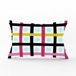 - Rh-Dik-7809-Gorsel1 - Realhomes Beyaz Zemin Üzerinde Modern Renkli Çizgili Puantiye Desenli Dikdörtgen Yastık Kırlent Kılıfı Realhomes