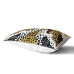 Beyaz Zemin Üzerinde Gold Detaylı Modern Desenli Modern Dikdörtgen Yastık Kırlent Kılıfı Realhomes