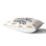 - Rh-Dik-7828-Gorsel2 - Realhomes Beyaz Zemin Üzerinde Gold Detaylı Merry Christmas Yazılı Dikdörtgen Yastık Kırlent Kılıfı Realhomes