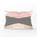 Pastel Zemin Üzerinde Gold Renkli Modern Çizgili Modern Dikdörtgen Yastık Kırlent Kılıfı Realhomes