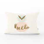 - Rh-Dik-7832-Gorsel1 - Realhomes Renkli Zemin Üzerinde Gold Detaylı Hello Yazılı Modern Dikdörtgen Yastık Kırlent Kılıfı Realhomes
