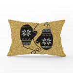 - Rh-Dik-7840-Gorsel1 - Realhomes Gold Zemin Üzerinde Modern Desen İşlemeli Eldiven Modern Dikdörtgen Yastık Kırlent Kılıfı Realhomes